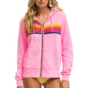Neon pink 5-stripe aviator nation zip up